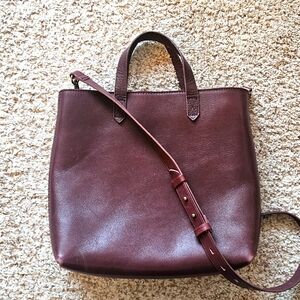 Madewell The Zip Top small Transport Tote Crossvody Dark Cabernet Color
